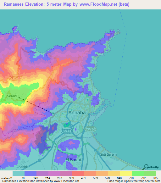 Ramasses,Algeria Elevation Map