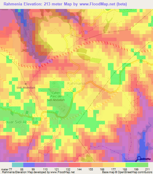 Rahmenia,Algeria Elevation Map