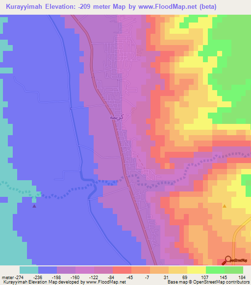 Kurayyimah,Jordan Elevation Map