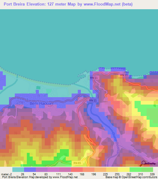 Port Breira,Algeria Elevation Map