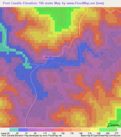 Pont Cavalla,Algeria Elevation Map