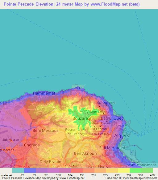 Pointe Pescade,Algeria Elevation Map