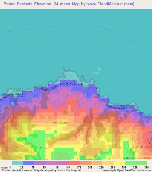 Pointe Pescade,Algeria Elevation Map