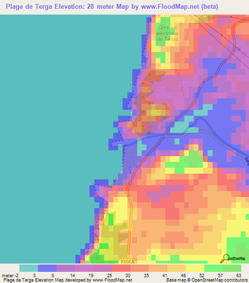 Plage de Terga,Algeria Elevation Map