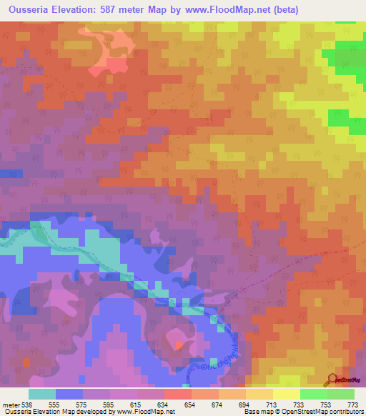 Ousseria,Algeria Elevation Map