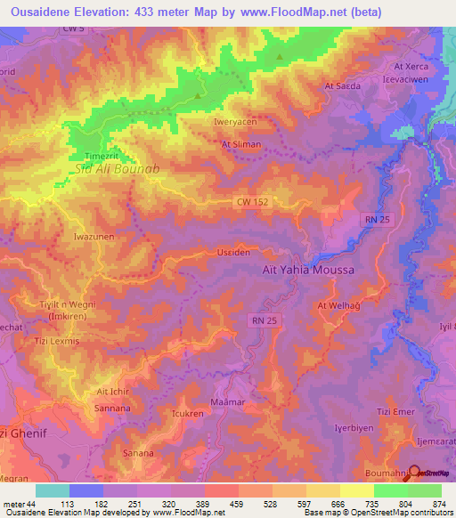 Ousaidene,Algeria Elevation Map
