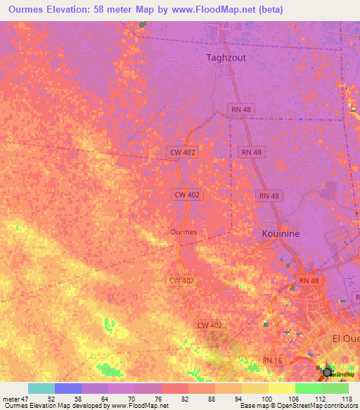 Ourmes,Algeria Elevation Map