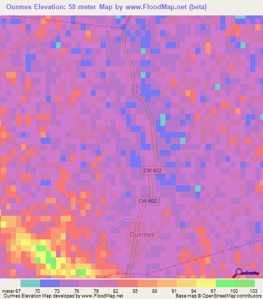 Ourmes,Algeria Elevation Map
