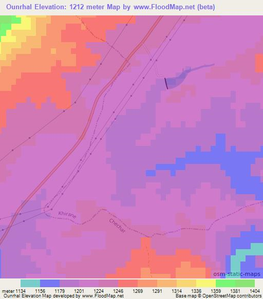 Ounrhal,Algeria Elevation Map
