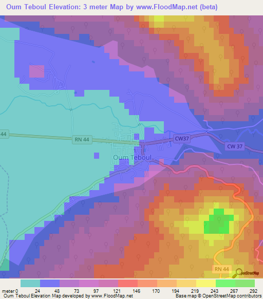 Oum Teboul,Algeria Elevation Map