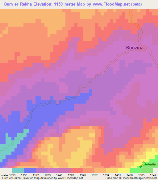 Oum er Rekha,Algeria Elevation Map