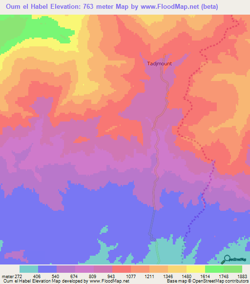Oum el Habel,Algeria Elevation Map