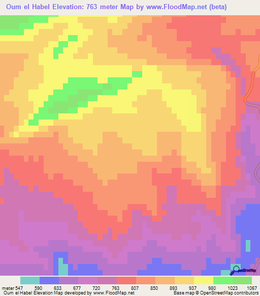 Oum el Habel,Algeria Elevation Map
