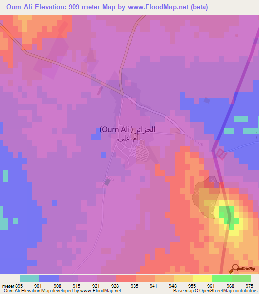 Oum Ali,Algeria Elevation Map