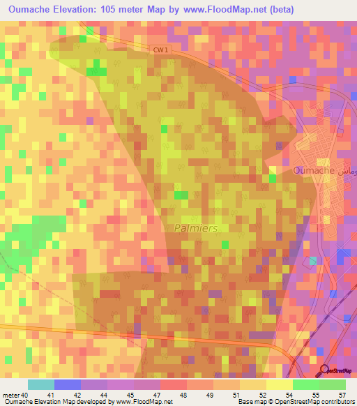 Oumache,Algeria Elevation Map