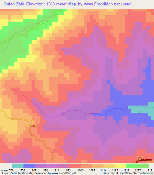 Ouled Zaid,Algeria Elevation Map