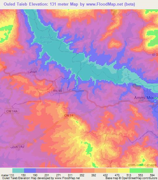 Ouled Taieb,Algeria Elevation Map