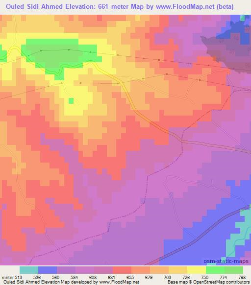 Ouled Sidi Ahmed,Algeria Elevation Map