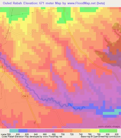 Ouled Rabah,Algeria Elevation Map