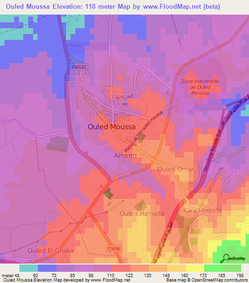 Ouled Moussa,Algeria Elevation Map