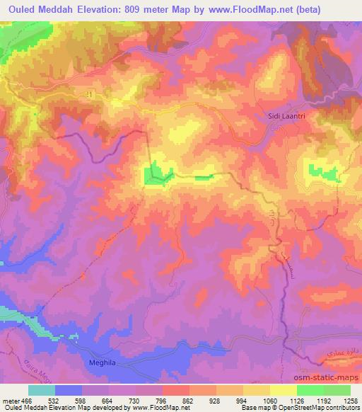 Ouled Meddah,Algeria Elevation Map