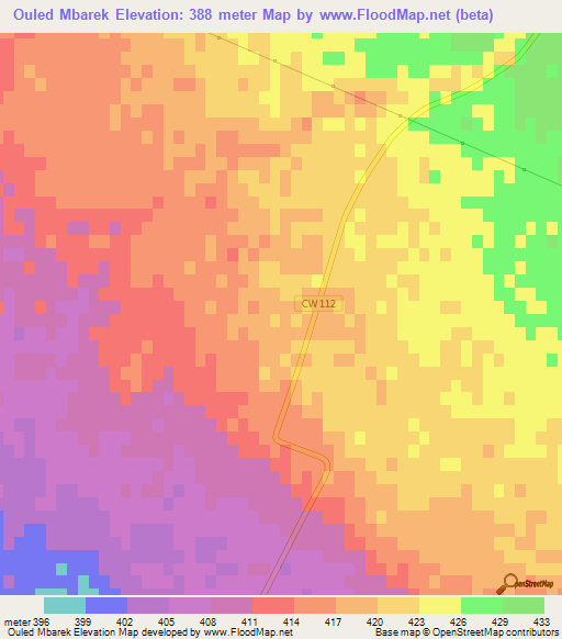 Ouled Mbarek,Algeria Elevation Map