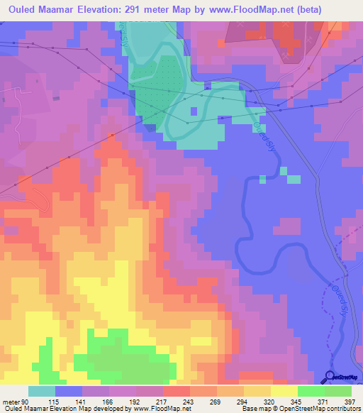 Ouled Maamar,Algeria Elevation Map