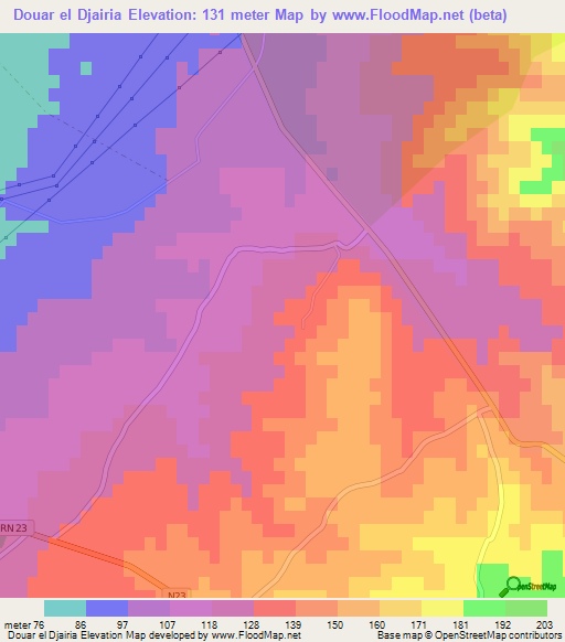 Douar el Djairia,Algeria Elevation Map