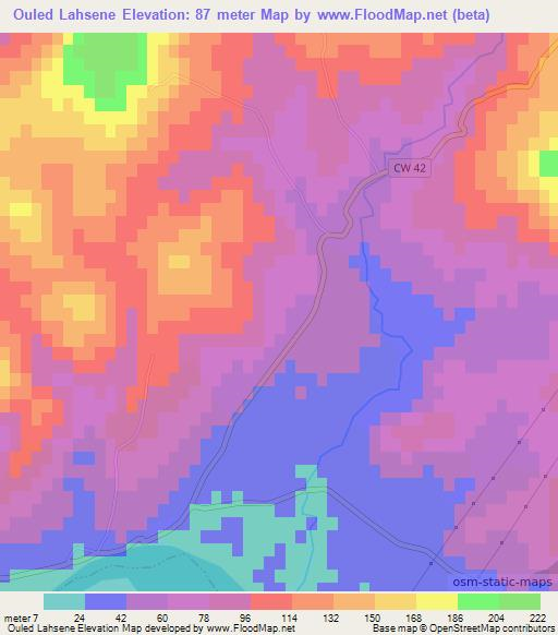 Ouled Lahsene,Algeria Elevation Map