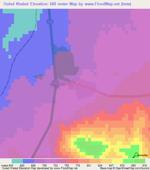 Ouled Khaled,Algeria Elevation Map