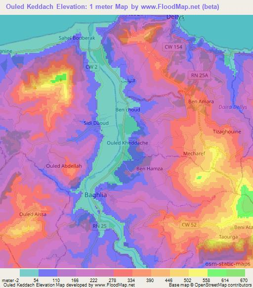 Ouled Keddach,Algeria Elevation Map