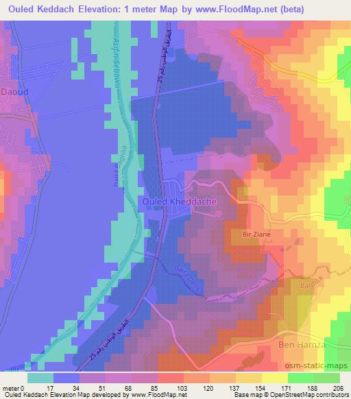 Ouled Keddach,Algeria Elevation Map