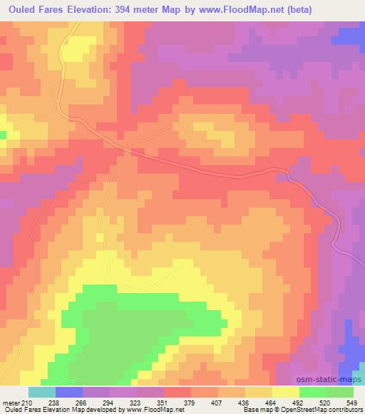 Ouled Fares,Algeria Elevation Map