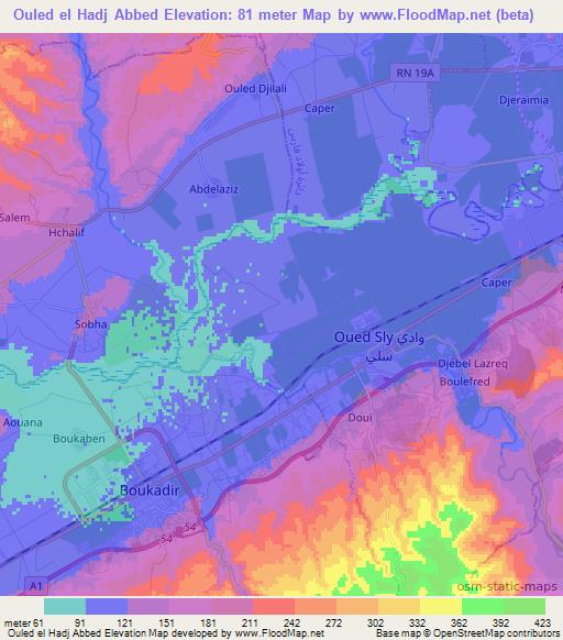 Ouled el Hadj Abbed,Algeria Elevation Map