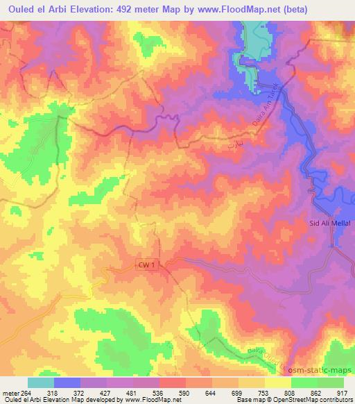 Ouled el Arbi,Algeria Elevation Map