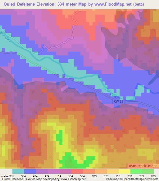 Ouled Defeltene,Algeria Elevation Map