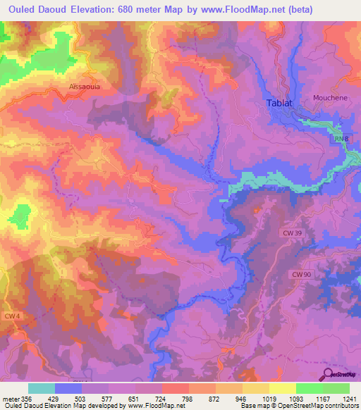 Ouled Daoud,Algeria Elevation Map