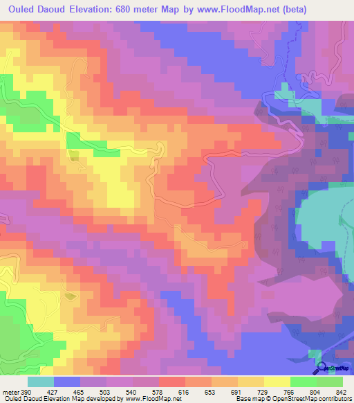 Ouled Daoud,Algeria Elevation Map