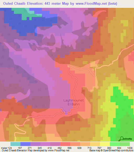 Ouled Chaaib,Algeria Elevation Map