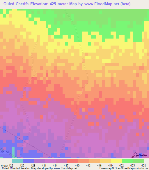Ouled Cherifa,Algeria Elevation Map