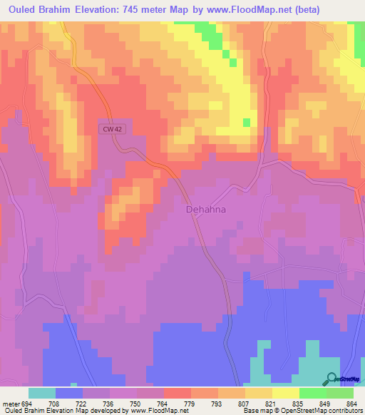 Ouled Brahim,Algeria Elevation Map