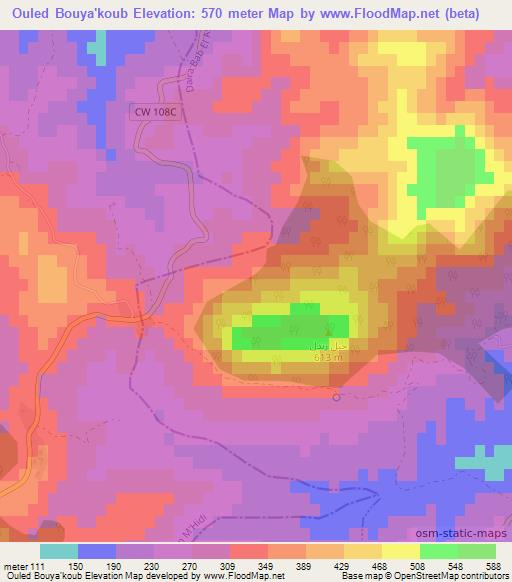 Ouled Bouya'koub,Algeria Elevation Map