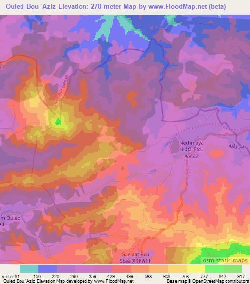 Ouled Bou 'Aziz,Algeria Elevation Map