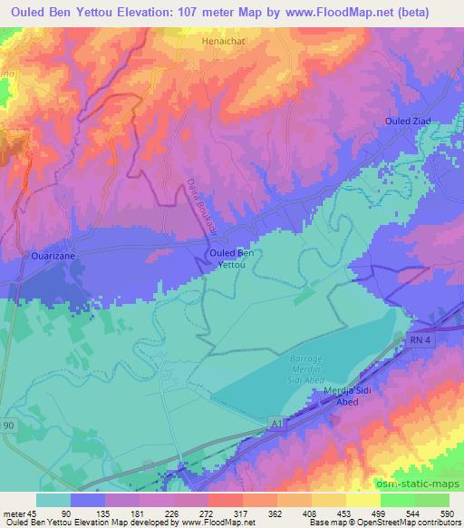 Ouled Ben Yettou,Algeria Elevation Map