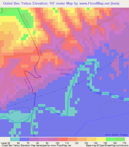 Ouled Ben Yettou,Algeria Elevation Map