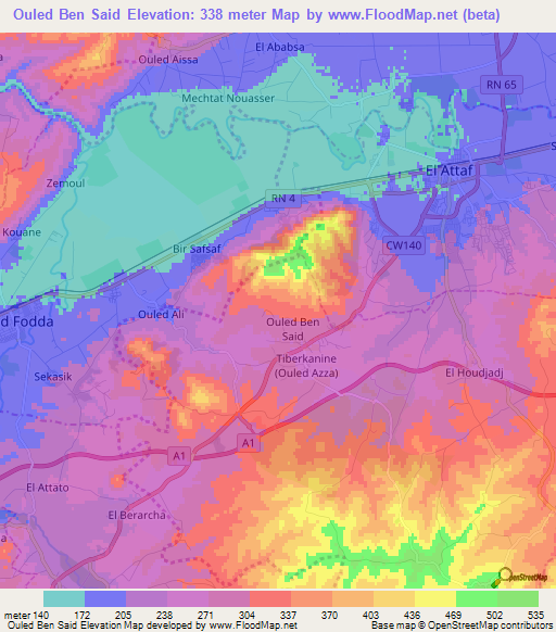 Ouled Ben Said,Algeria Elevation Map
