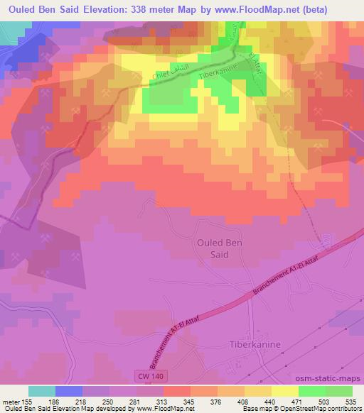 Ouled Ben Said,Algeria Elevation Map