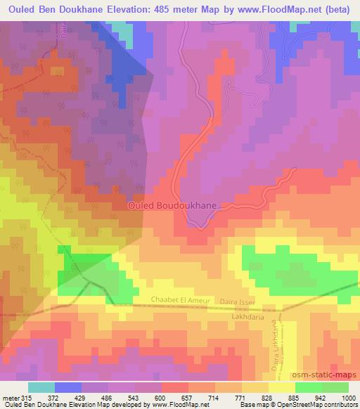Ouled Ben Doukhane,Algeria Elevation Map