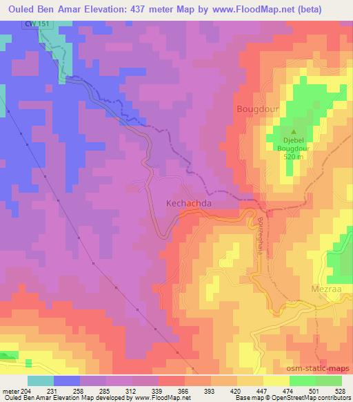 Ouled Ben Amar,Algeria Elevation Map