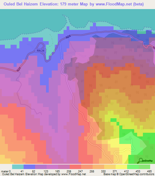 Ouled Bel Haizem,Algeria Elevation Map